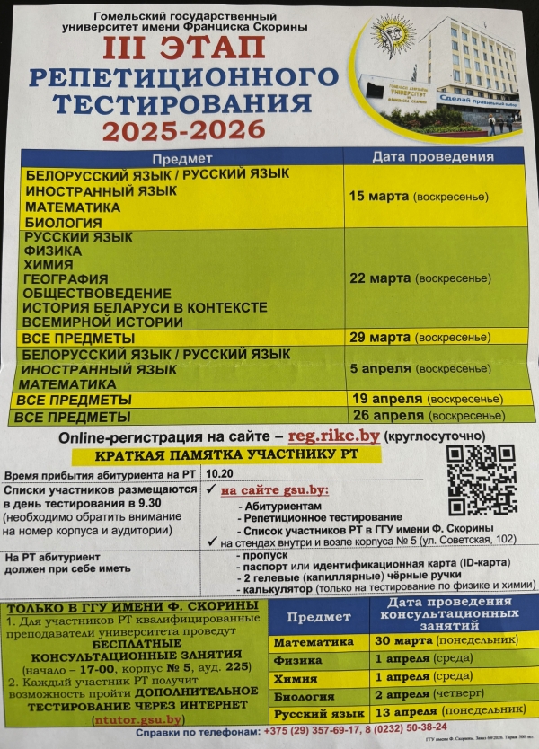 III этап репитиционнного тестирования